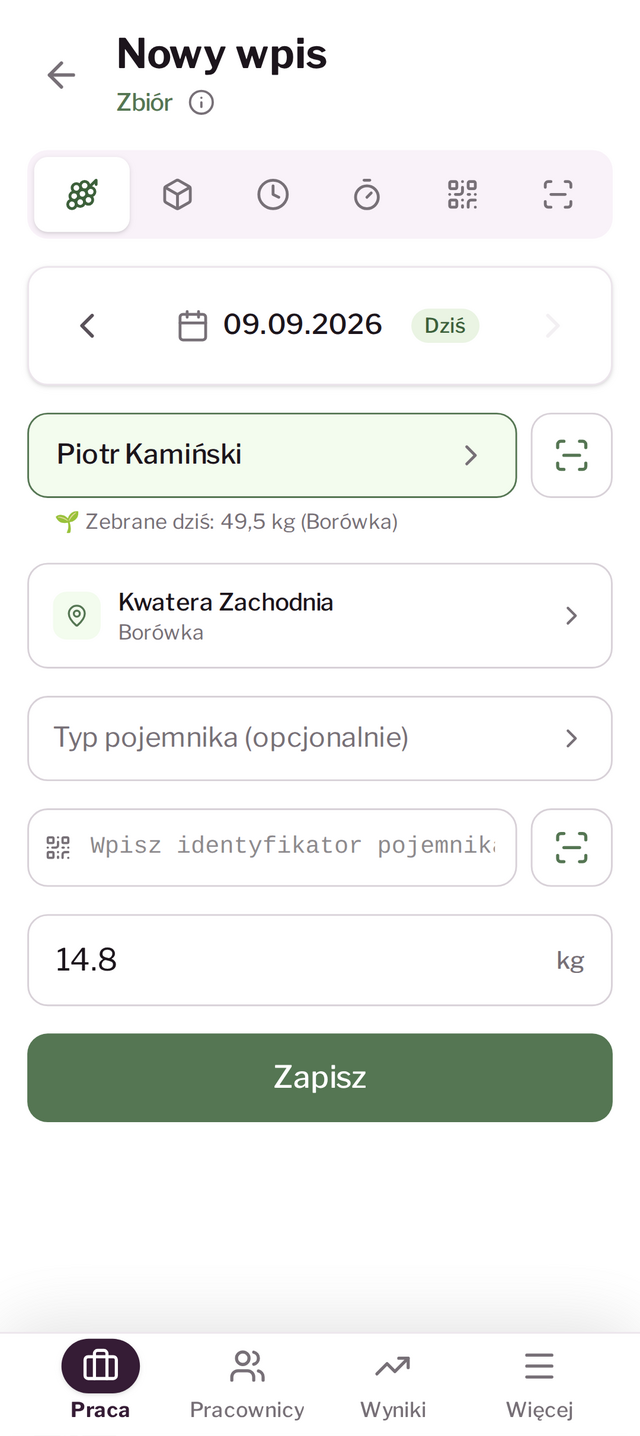 Zbiory i praca godzinowa
