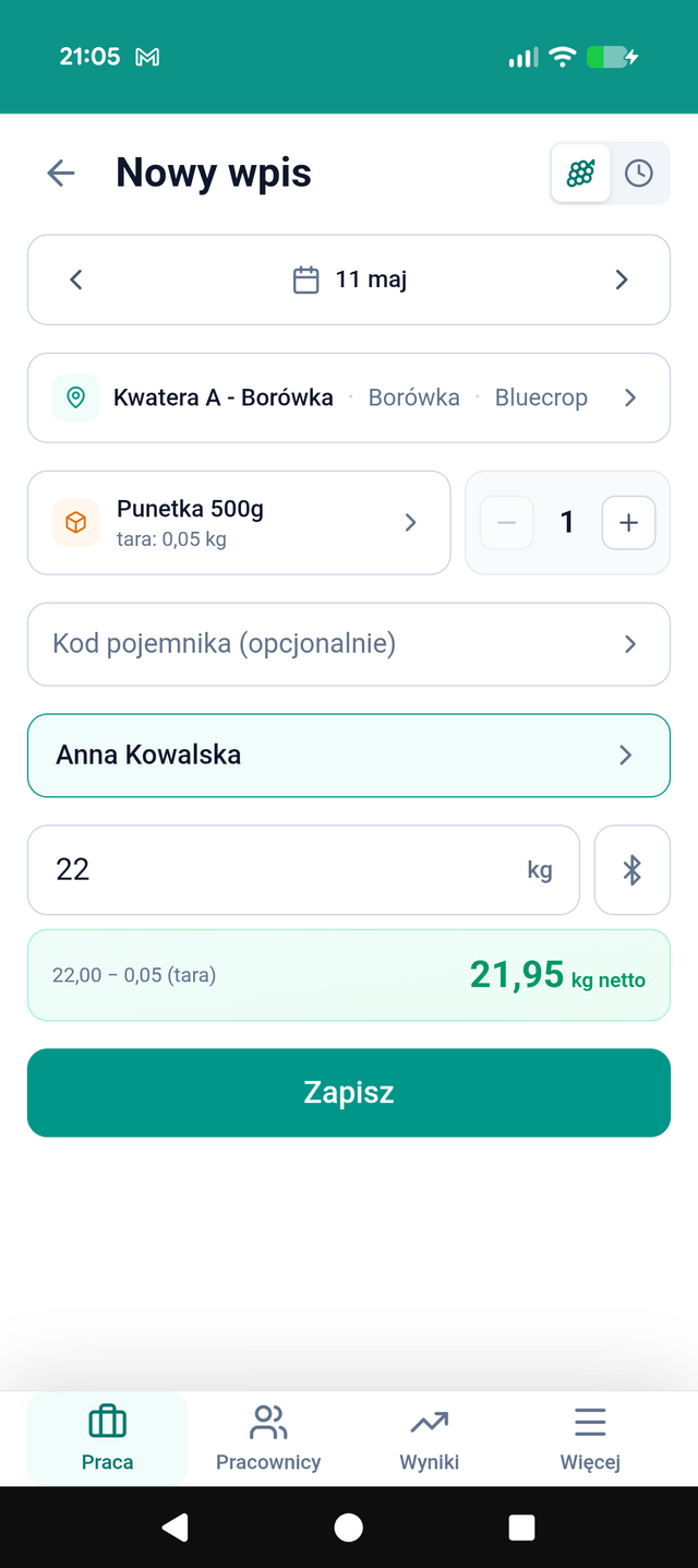 Ekran rejestracji zbiorów w aplikacji Zbieraj Mądrze (2)